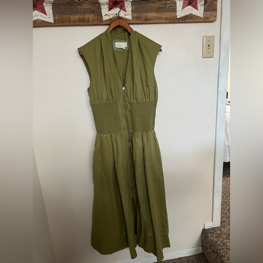 Anthropologie Tommie cap-sleeve smocked dress